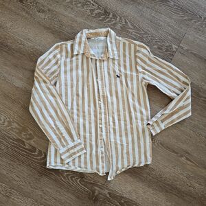 H&M Kids Camel and White Striped Button Down Shirt